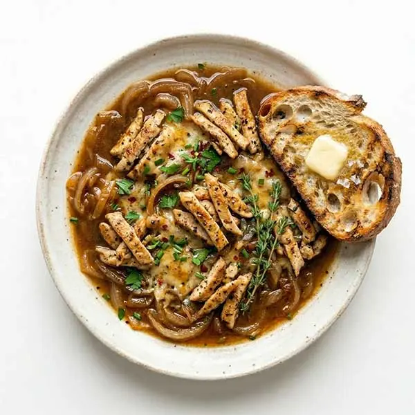 French Onion Chicken Stew With Sourdough